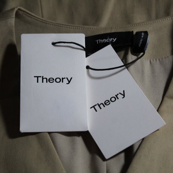 NWT Theory Sleeveless Blazer Button Dress Trench Cotton Chino Lined $375 - Picture 4 of 9